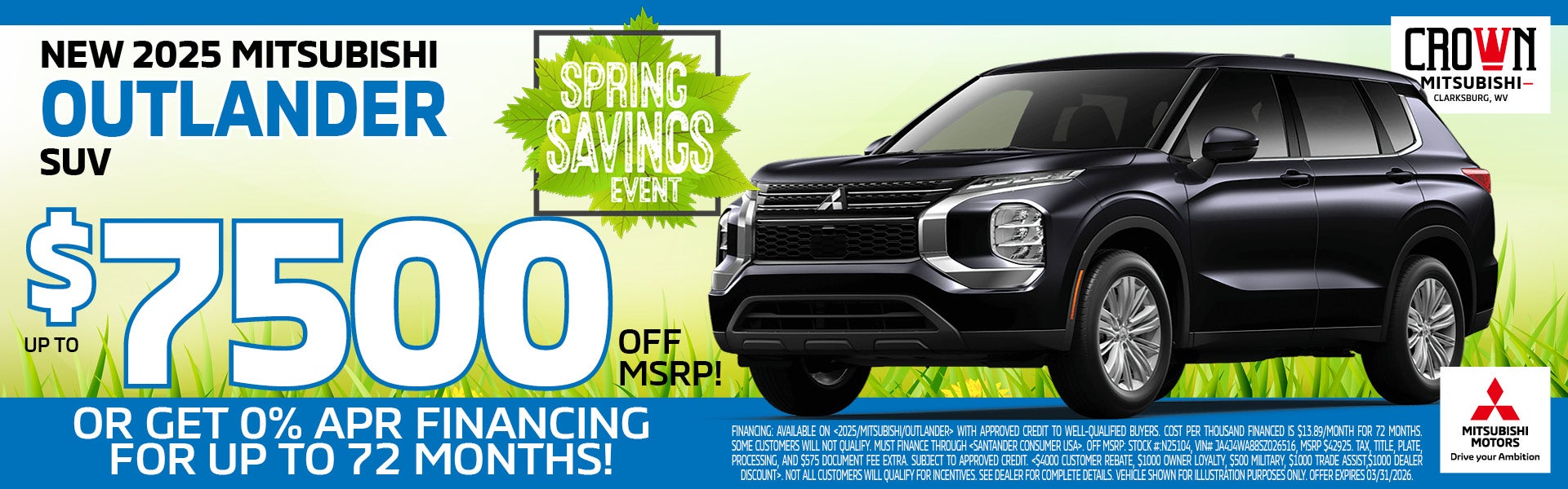 Save $7,500 Off MSRP Or 0% APR