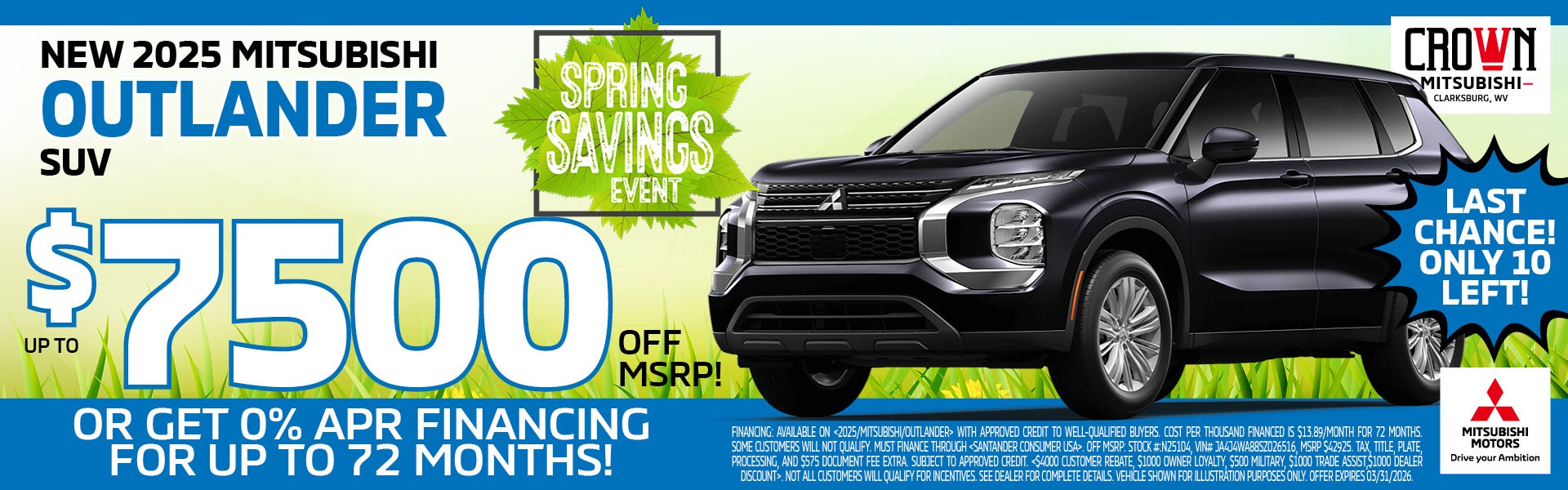 Save $7,500 Off MSRP Or 0% APR
