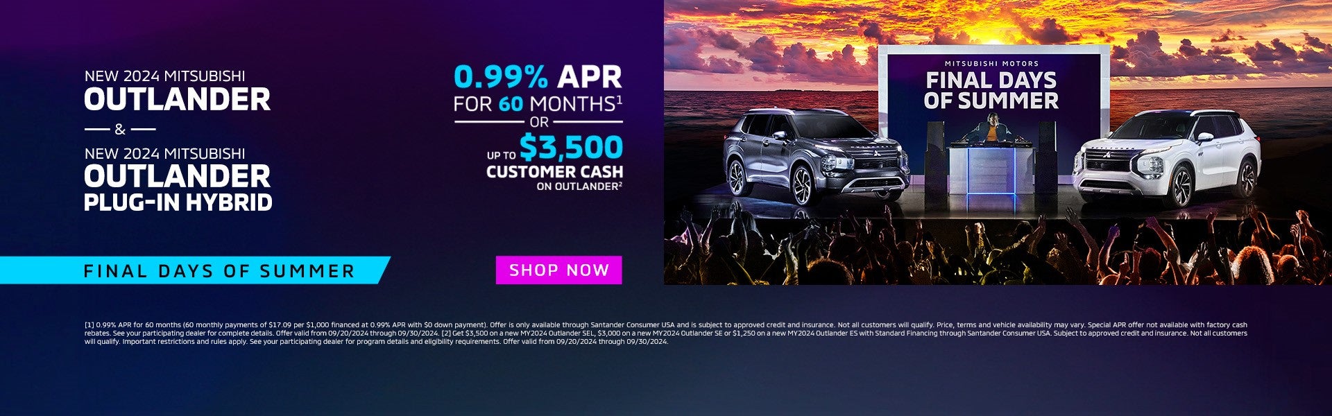 2024 Outlander & Plug-In Hybrid .99% APR 60 MNTHS/3500 Cash 